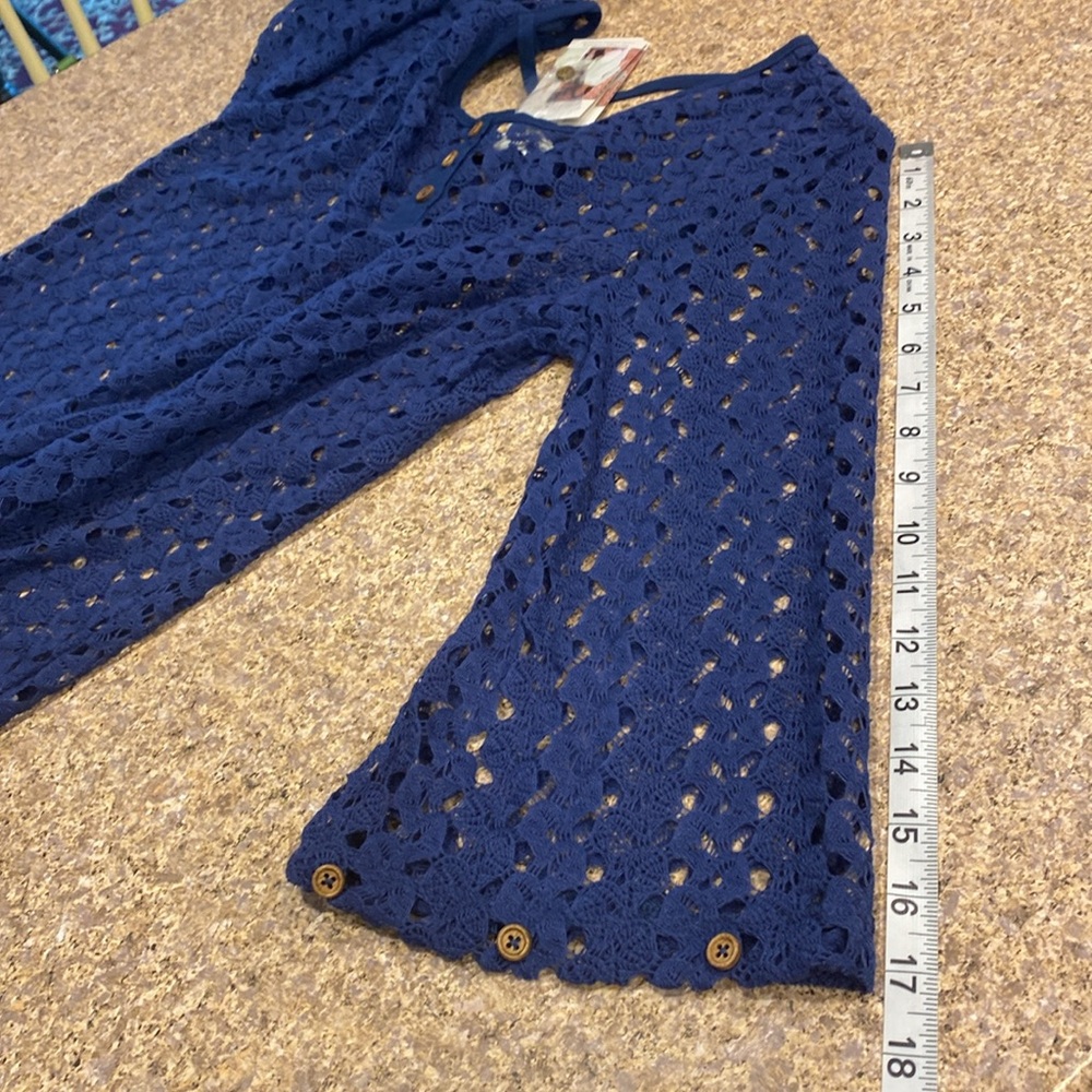 NWT Simply Noelle Open Weave Cross Back Top Blue S/M 8-10 - Picture 9 of 15